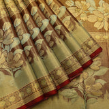 Golden Geometric & Floral Bloom Kanjivaram Saree