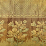 Golden Geometric & Floral Bloom Kanjivaram Saree