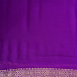 Red Banarasi Silk Saree With Gold Floral Weave & Purple Contrast Pallu