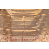 Coral Orange Floral Brocade Tissue Kanjivaram Silk Saree