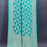Turquoise Blue Banarasi Saree With Antique Gold Zari Jaal Weave