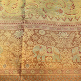 Majestic Green & Copper-Bronze Elephant Motif Kanjivaram Saree