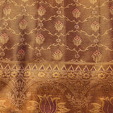 Deep Purple Gold Zari Meenakari Lotus Butti Pure Silk Kanjivaram Saree With Contrast Orange Border