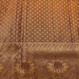 Deep Purple Gold Zari Meenakari Lotus Butti Pure Silk Kanjivaram Saree With Contrast Orange Border