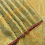 Sea Green Kanjivaram Silk Saree with Gold Woven Elephant Motifs