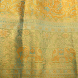 Sea Green Kanjivaram Silk Saree with Gold Woven Elephant Motifs