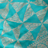 Turquoise Blue Banarasi Saree With Antique Gold Zari Jaal Weave