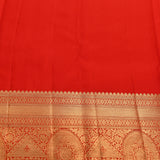 Exquisite Beige And Red Kanjivaram Silk Saree With Gold Zari Jaal