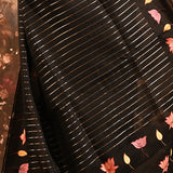 Black With Fine Stripes And Embroidered Floral Pallu Designer Saree