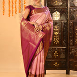 Baby Pink With Butti Kanjivaram Silk Saree