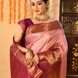 Baby Pink With Butti Kanjivaram Silk Saree