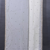 White Kanjivaram Saree With Scattered Mirror Work And Sequin Scalloped Border