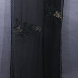 Black Organza Saree With Hand Embroidered Beaded Crane & Floral Motifs