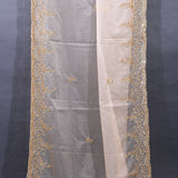 Beige Organza Saree With Hand Embroidered Gold Floral Border