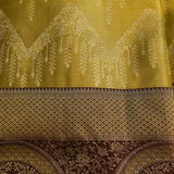 Regal Golden-Mustard & Maroon Peacock Kanjivaram Saree