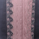 Peach Textured Saree With Hand Embroidered Net Border