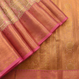 Golden Lattice & Rose Floral Kanjivaram Silk Saree