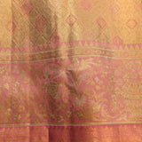 Golden Lattice & Rose Floral Kanjivaram Silk Saree