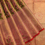Opulent Olive Green & Rose-Gold Brocade Kanjivaram Saree