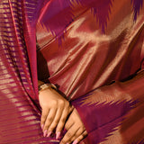 Purple Copper Finish Kanjivaram Silk Saree With Temple Border