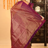 Purple Copper Finish Kanjivaram Silk Saree With Temple Border