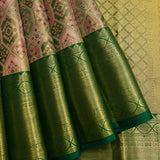 Regal Pink & Green Geometric Brocade Kanjivaram Saree