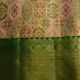 Regal Pink & Green Geometric Brocade Kanjivaram Saree