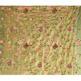 Olive Green With Butterfly And Floral Motif Border Designer Saree