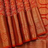 Radiant Crimson & Gold Peacock Jaal Kanjivaram Saree