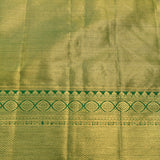 Pastel Yellow & Green Geometric Diamond Kanjivaram Silk Saree