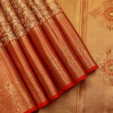 Mustard Gold Floral Vine Kanjivaram Silk Saree