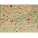 Sage Green Sheer Striped With Butterfly And Floral Embroidered Border Designer Saree