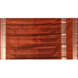 Brown Checked Kanjivaram Silk Saree With Double Border