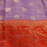 Regal Mauve Kanjivaram Silk Saree With Grand Red Shikargah Border