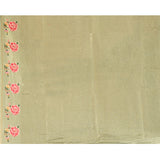 Sage Green Striped With Rose And Bird Motif Embroidered Border Designer Saree