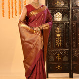 Maroon Checked Butti Kanjivaram Silk Saree