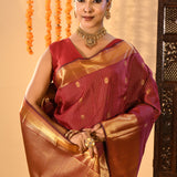 Maroon Checked Butti Kanjivaram Silk Saree