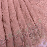 Peach Textured Saree With Hand Embroidered Net Border