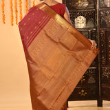 Maroon Checked Butti Kanjivaram Silk Saree