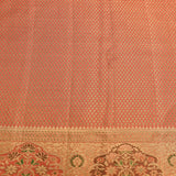 Opulent Coral-Peach Kanjivaram Silk Saree With Meenakari Floral Weave