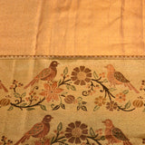 Artisanal Golden-Amber Leaf-Brocade Kanjivaram Saree