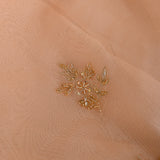 Peach Kanjivaram Organza Saree With Gold Sequin Floral Jaal Embroidered Border