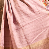 Soft Lavender Dotted Weave With Floral Leaf Border Designer Saree