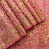 Crimson Red & Pink Peacock-Motif Kanjivaram Silk Saree