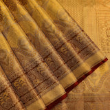 Coral Red & Gold Floral Medallion Kanjivaram Silk Saree
