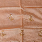 Beige Organza Saree With Hand Embroidered Gold Floral Border