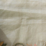 Sage Green Organza Saree With Hand Embroidered Swan And Floral Border