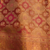 Crimson Red & Gold Floral Kanjivaram Silk Saree