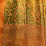 Olive Green & Orange Shikargah Kanjivaram Silk Saree