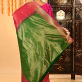 Pink And Green Diamond Weave Kanjivaram Silk Saree